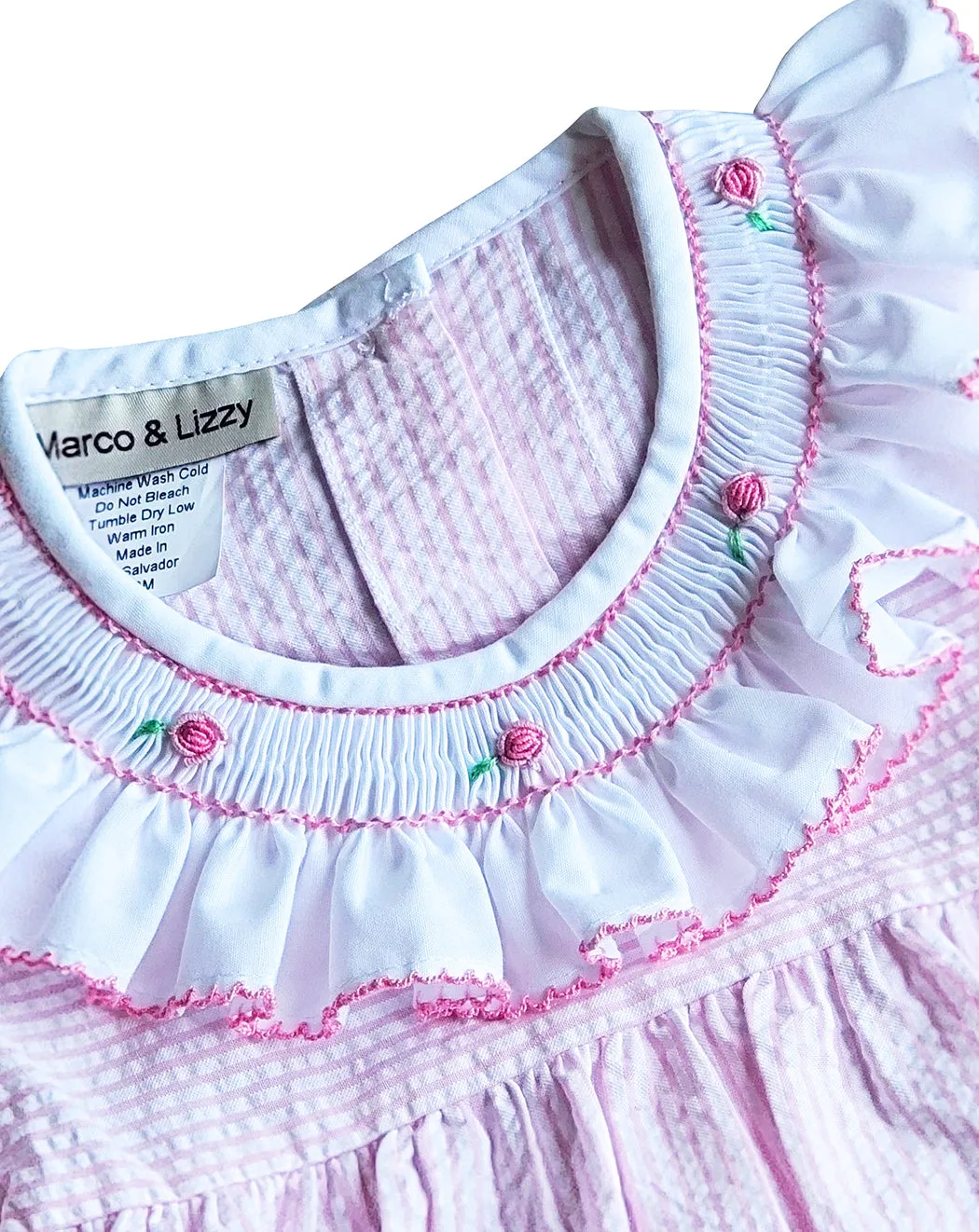 Baby Girl's "Lara" Seersucker Hand Smocked Bubble