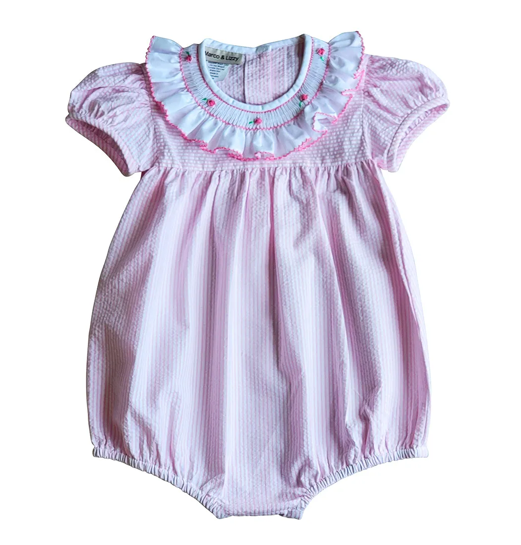 Baby Girl's "Lara" Seersucker Hand Smocked Bubble