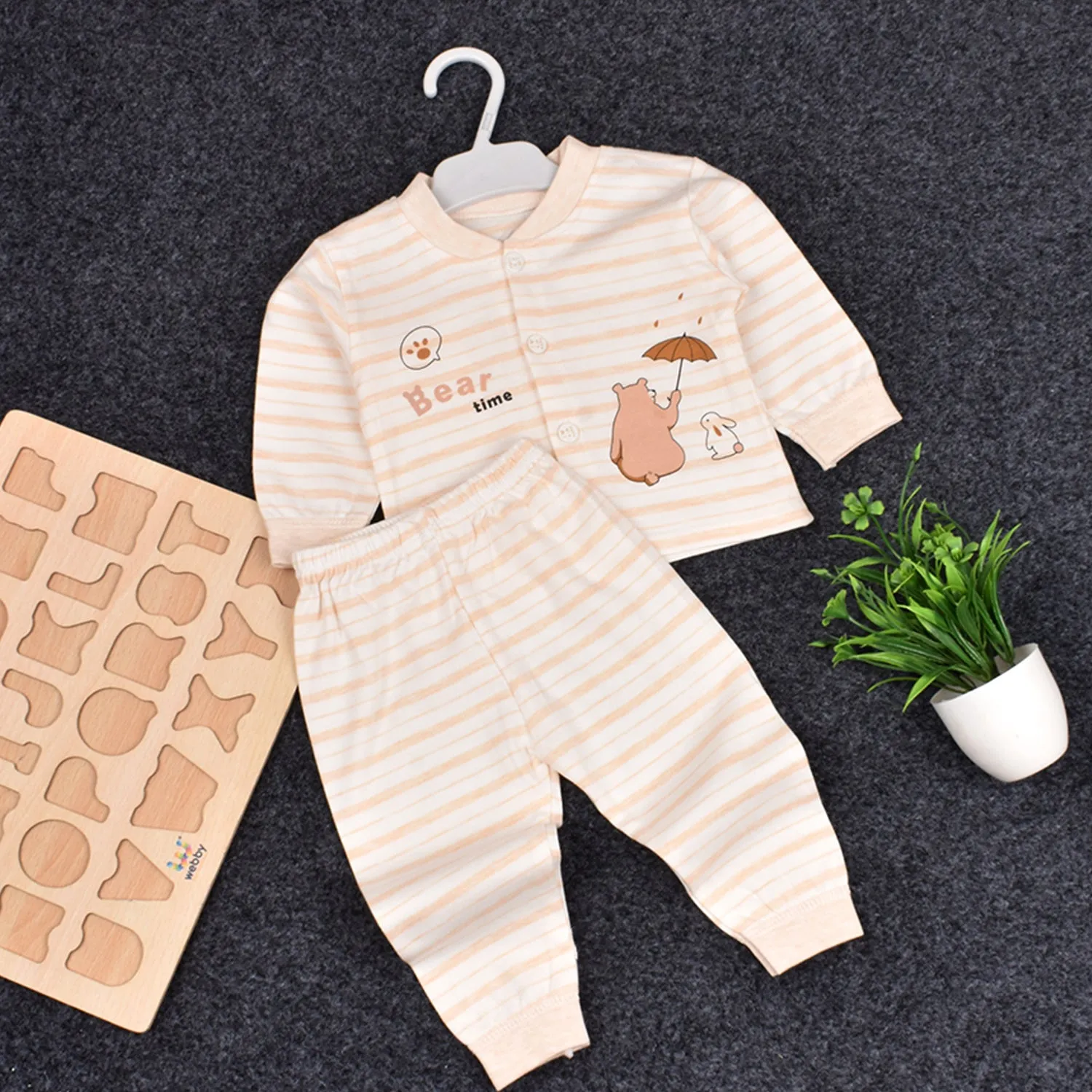 Baby Organic Cotton Co-ord Set- Peach | Bear