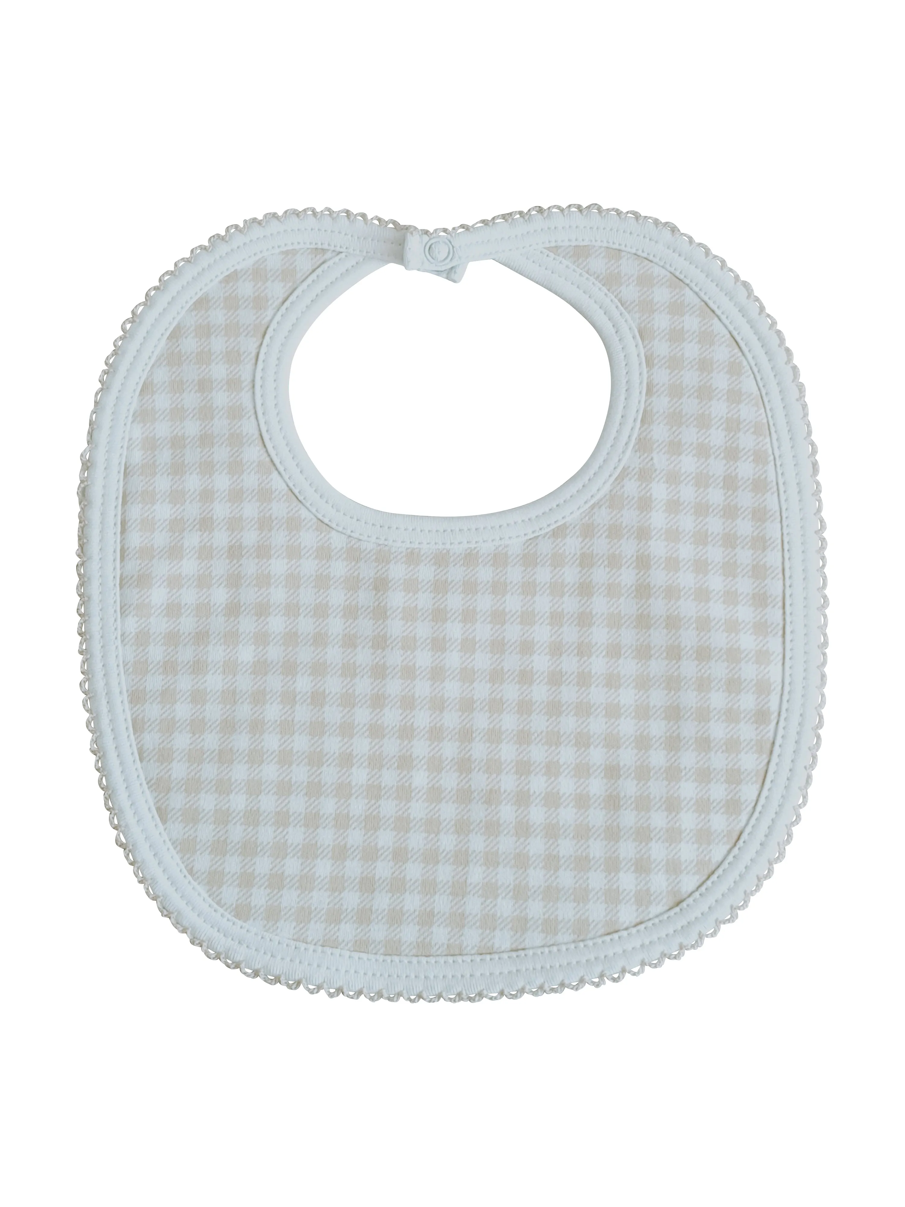 Baby's "Ecru Checks" Unisex Pima Cotton Bib