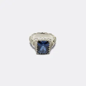 Baguette Cut Bound Willow Ring - 925 Silver/Blue Sapphire