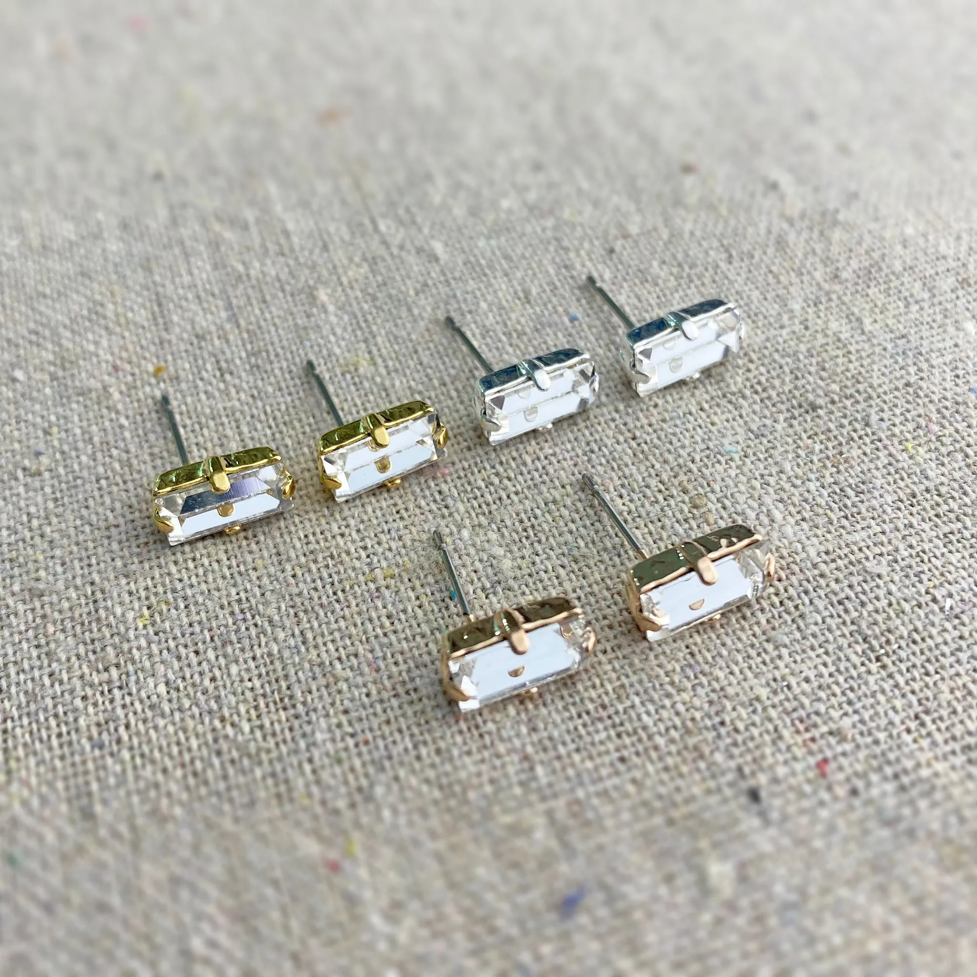 Baguette Vertical Bar Post Earrings