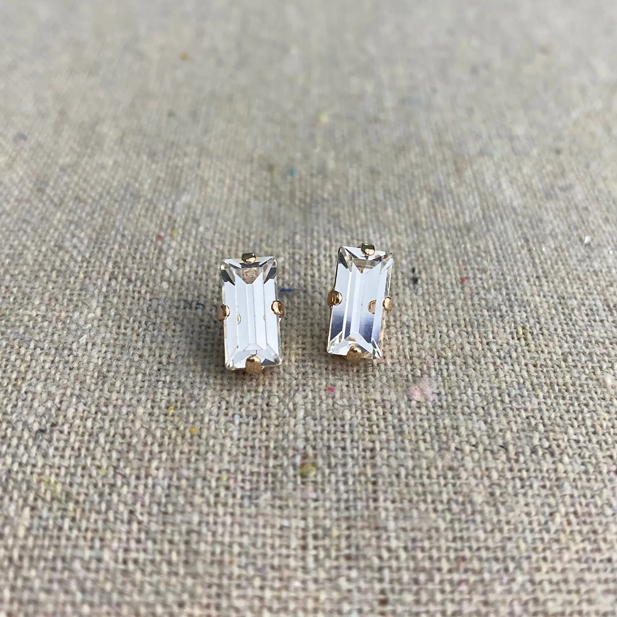 Baguette Vertical Bar Post Earrings