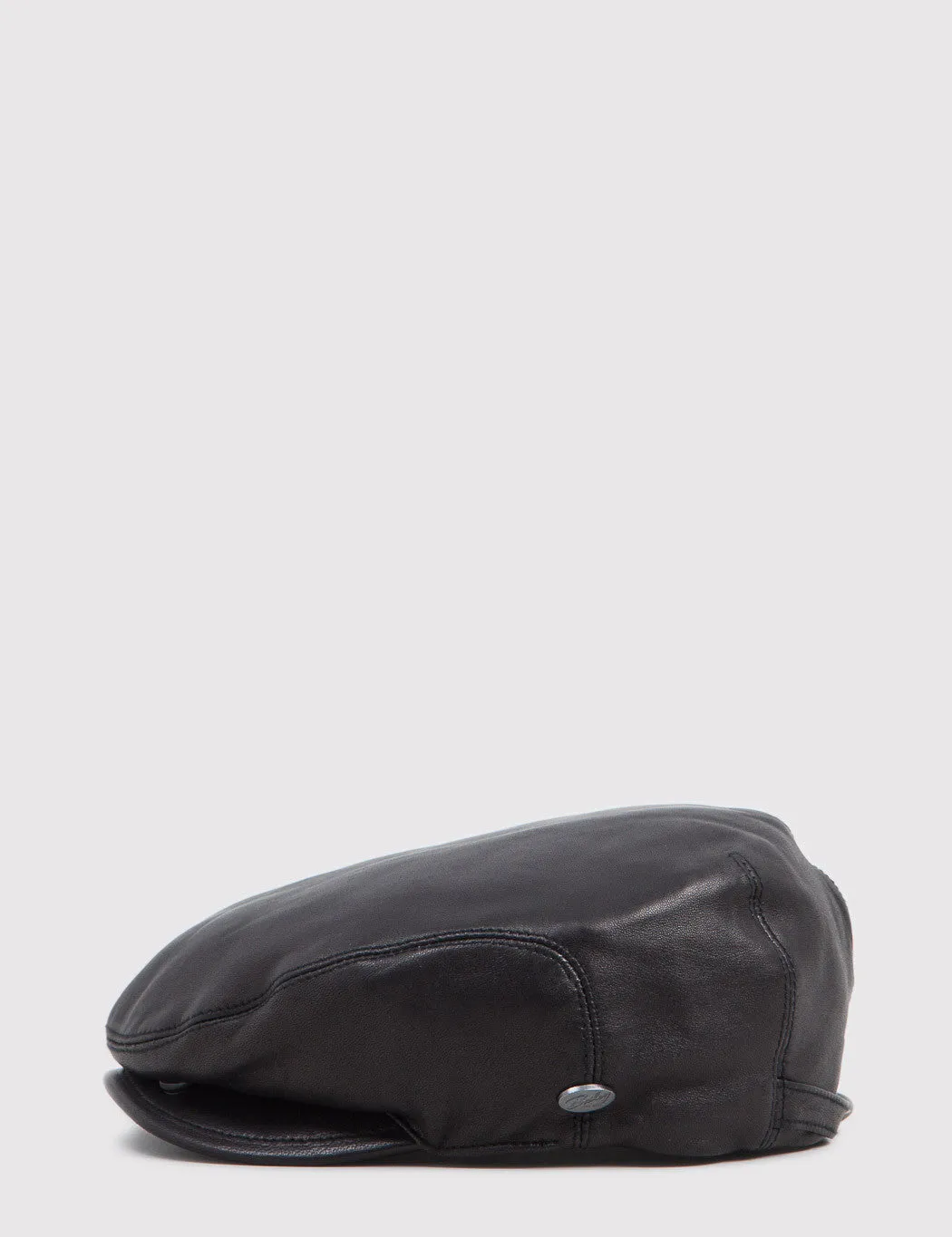 Bailey Stockton Leather Flat Cap - Black