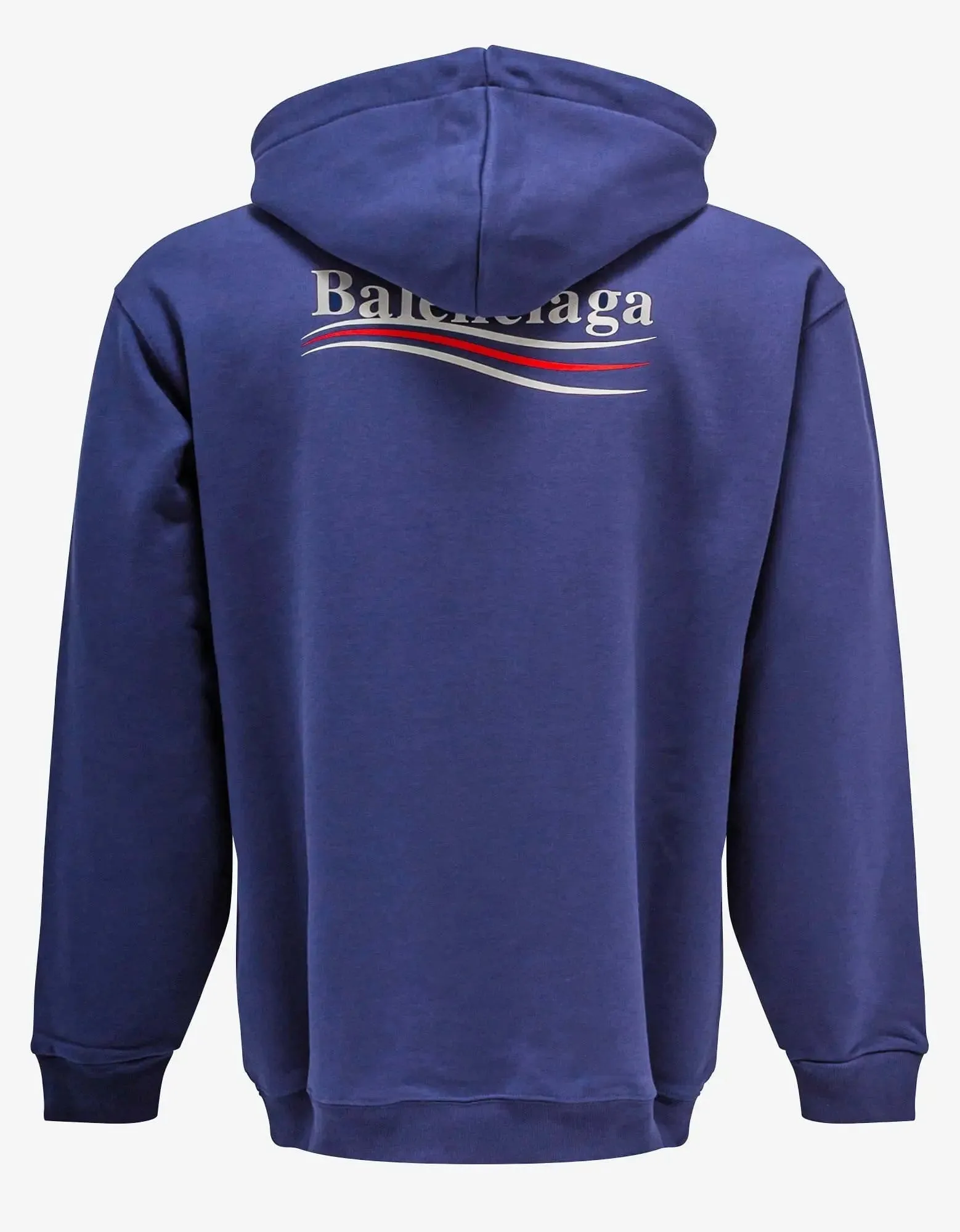 Balenciaga Blue Political Logo Print Medium Fit Hoodie