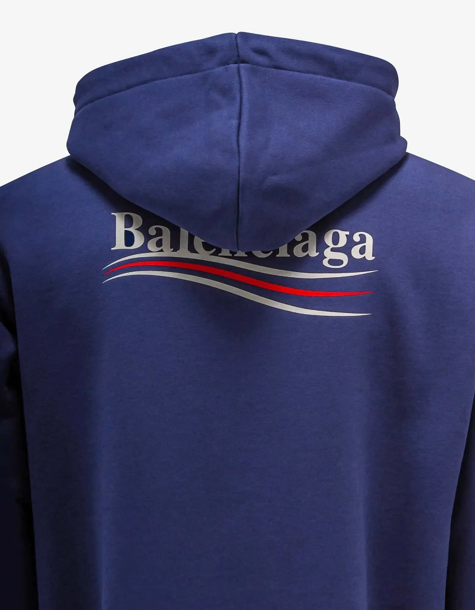 Balenciaga Blue Political Logo Print Medium Fit Hoodie