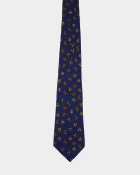 Balenciaga Hat Pinrt Blue Print Silk Tie 2000's