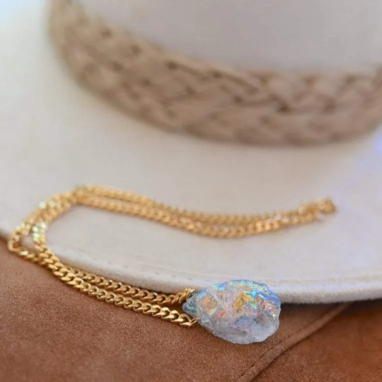 Be The Lighthouse Aura Quartz Gold Necklace