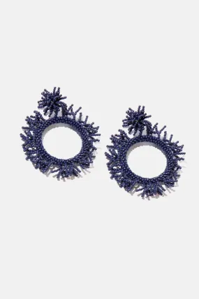 Beaded Burst Earrings - Navy