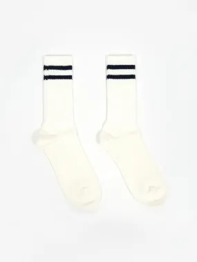 Beams Plus Schoolboy Sock - White/Navy