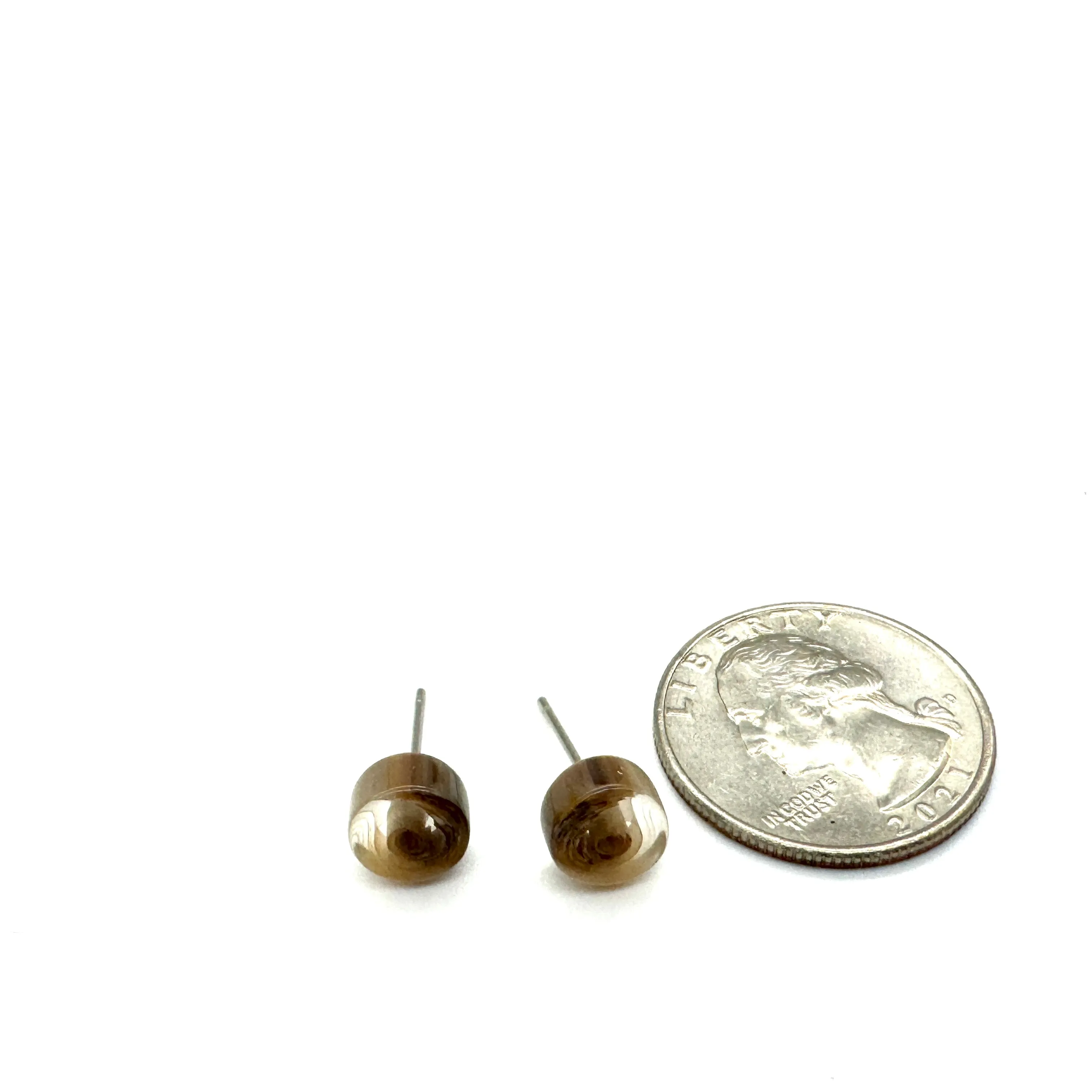 Beige & Brown Swirl Stud Earrings