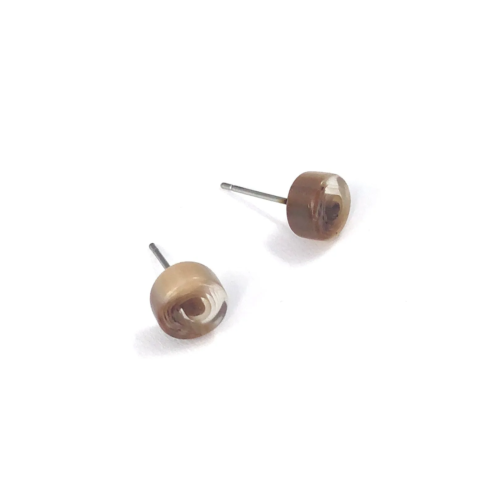 Beige & Brown Swirl Stud Earrings