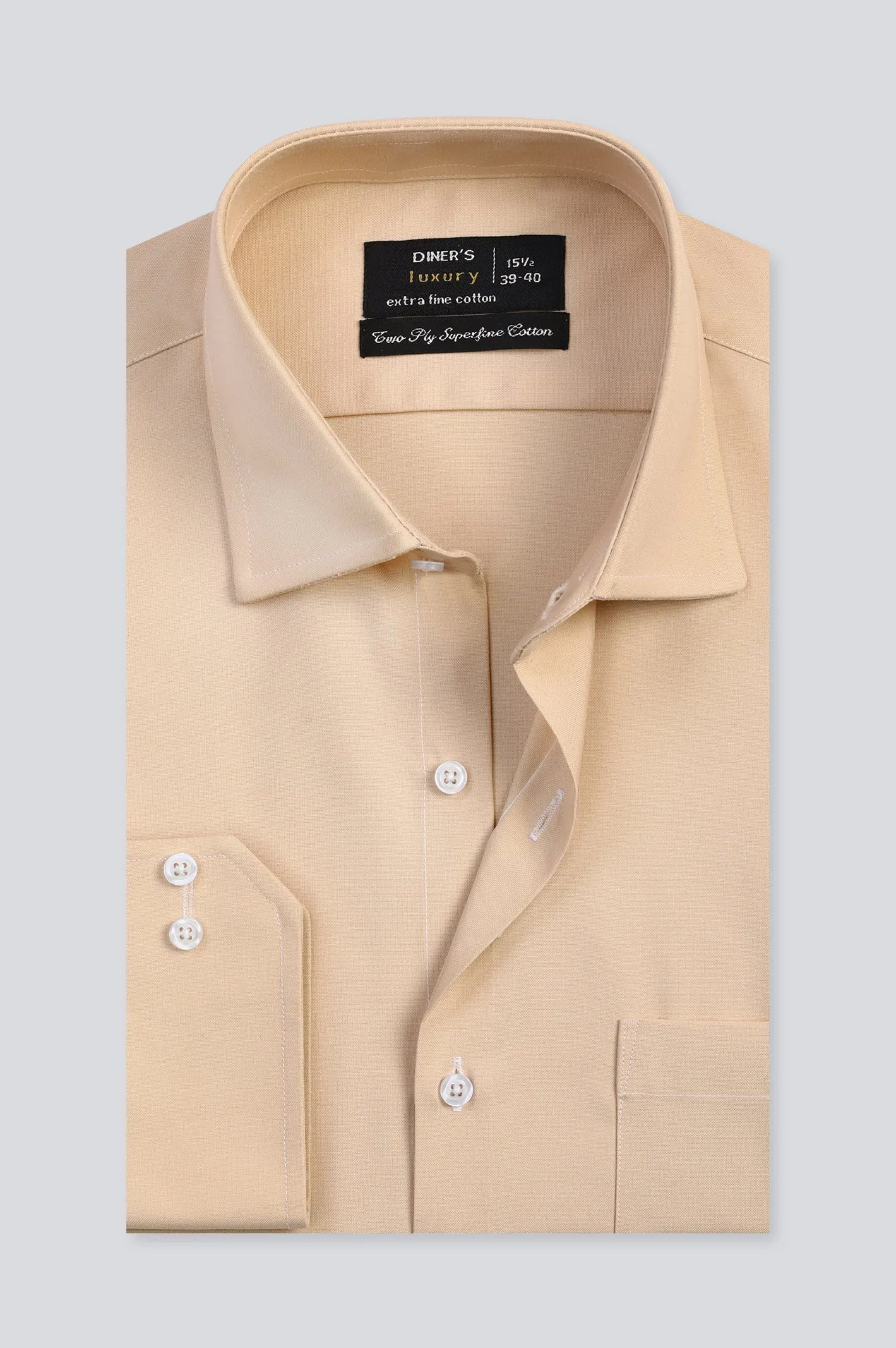 Beige Self Formal Shirt