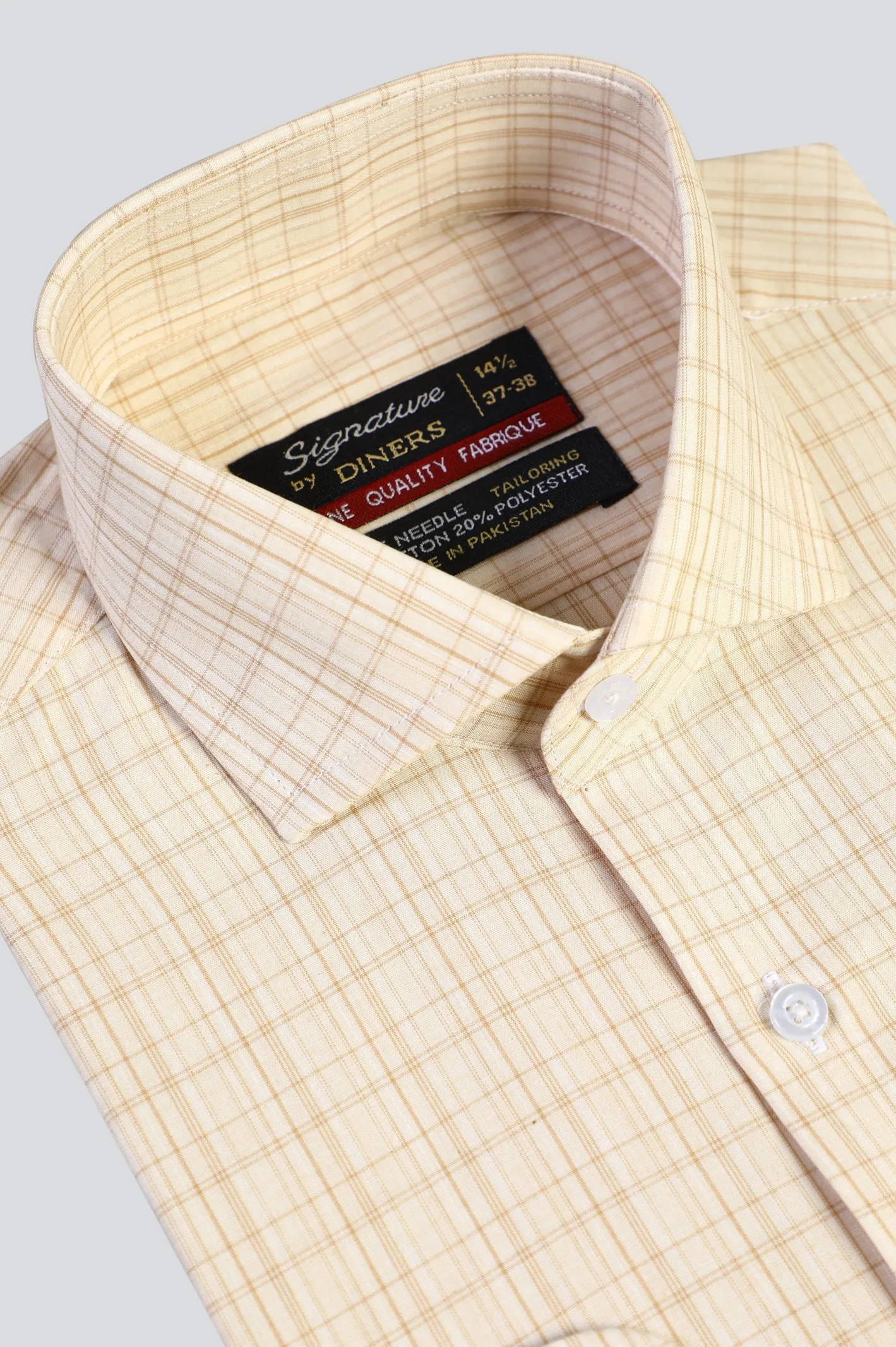 Beige Tattersall Check Formal Shirt