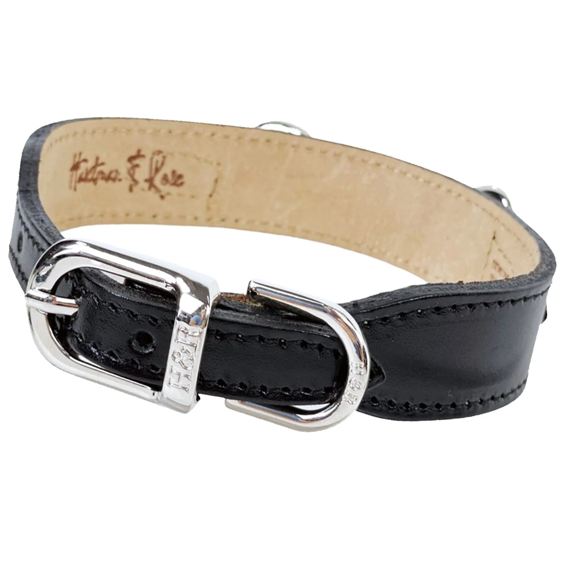 Belmont Dog Collar in Jet Black & Nickel