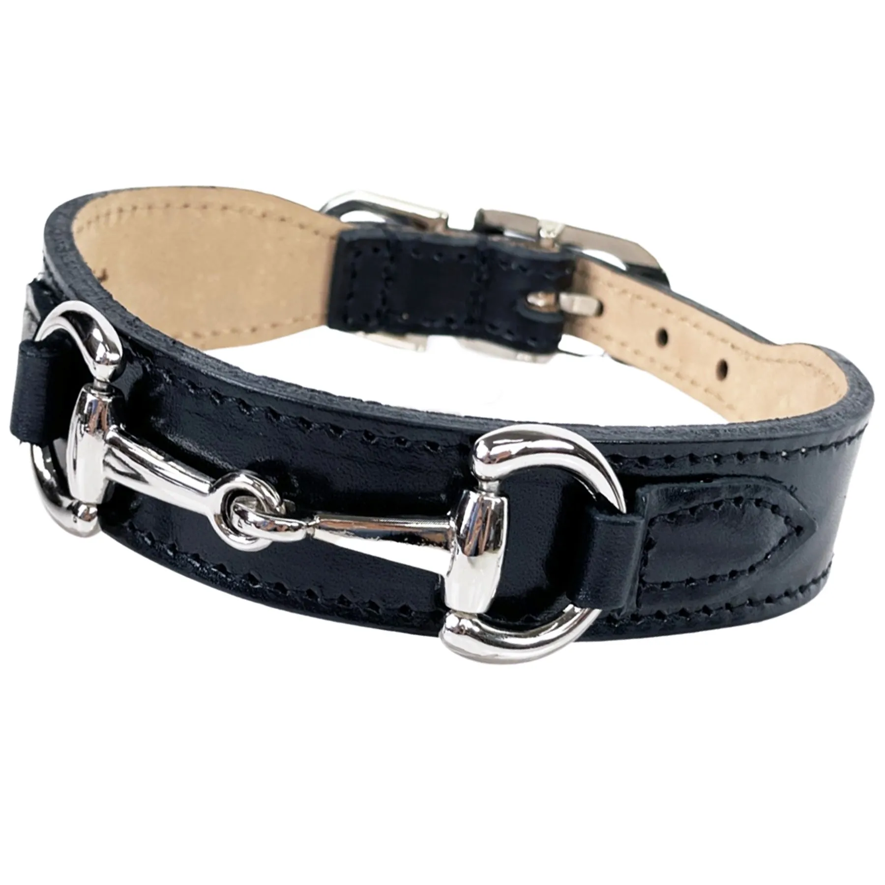 Belmont Dog Collar in Jet Black & Nickel