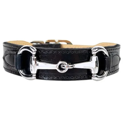 Belmont Dog Collar in Jet Black & Nickel