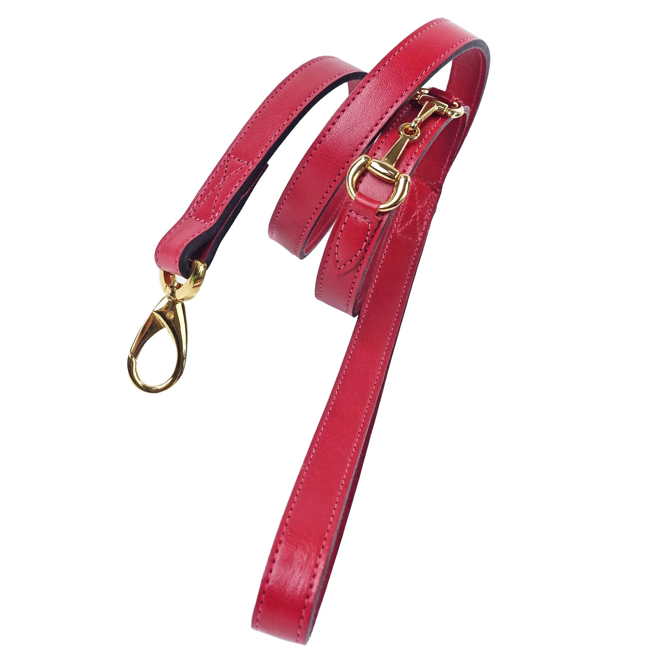 Belmont Dog Leash in Ferrari Red & Gold