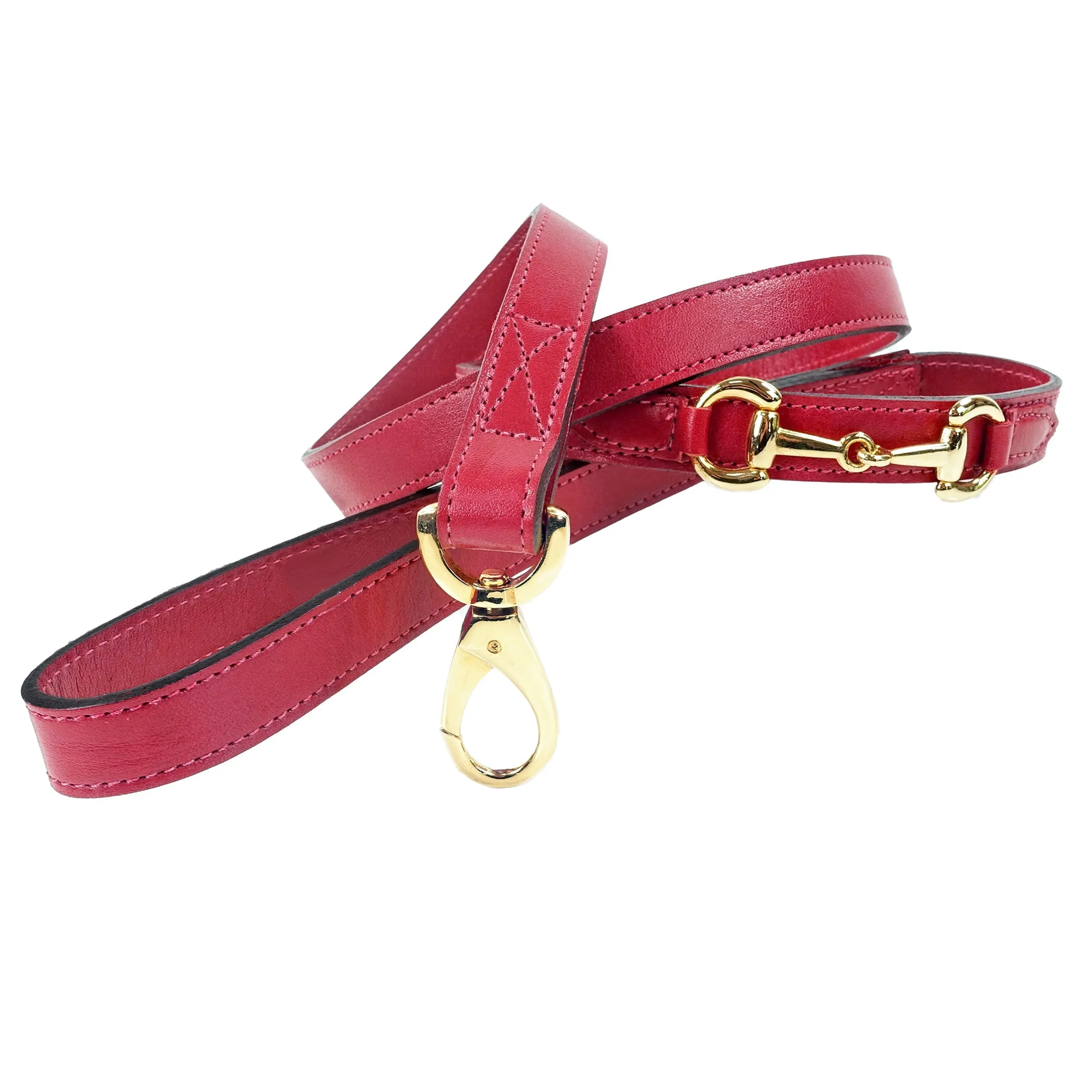 Belmont Dog Leash in Ferrari Red & Gold