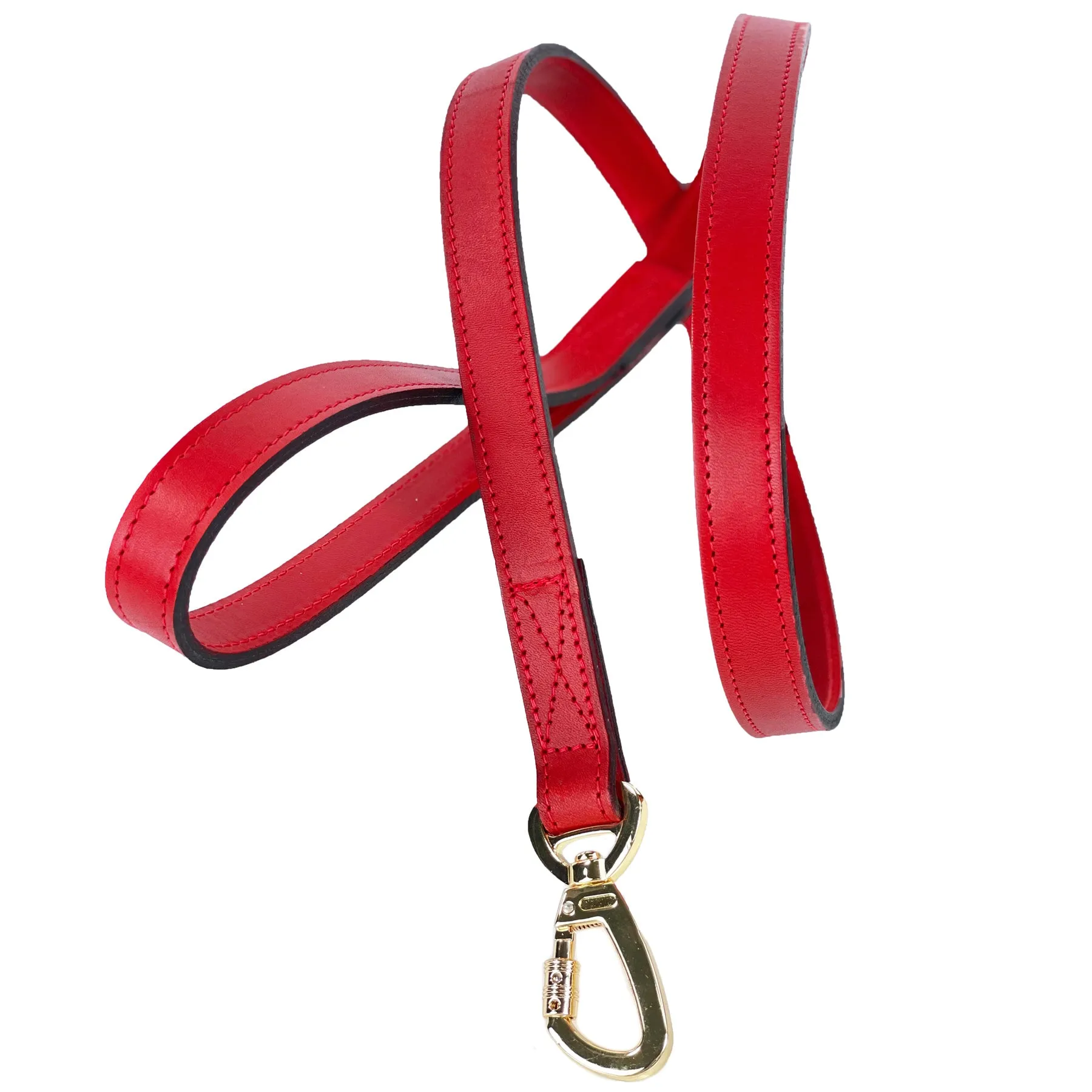 Belmont Dog Leash in Ferrari Red & Gold