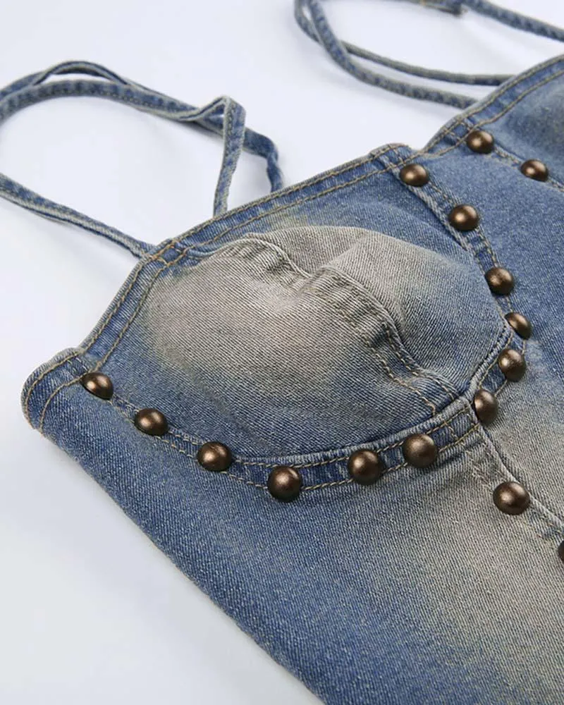 Berehynia Studded Denim Corset Top