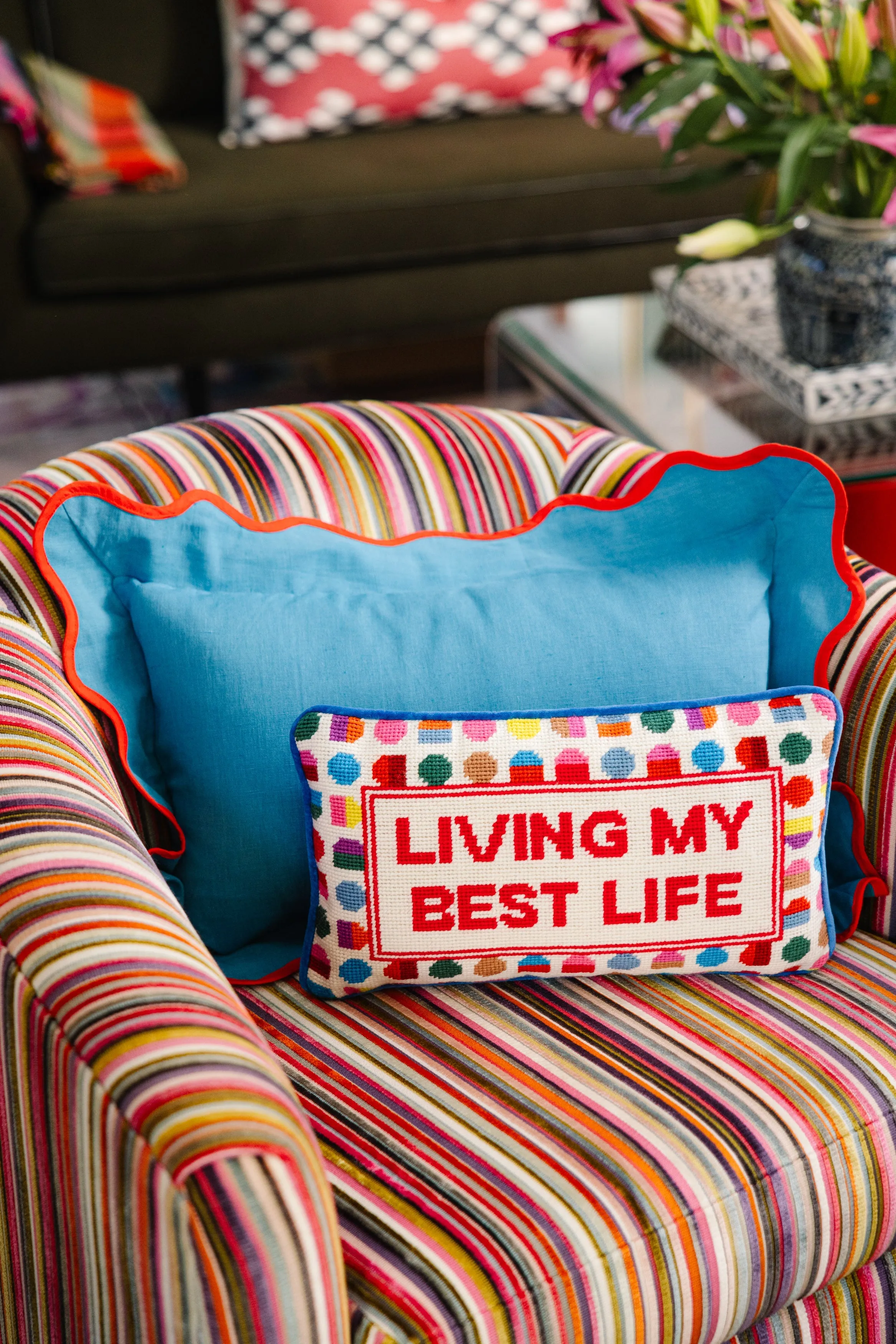 Best Life Needlepoint Pillow