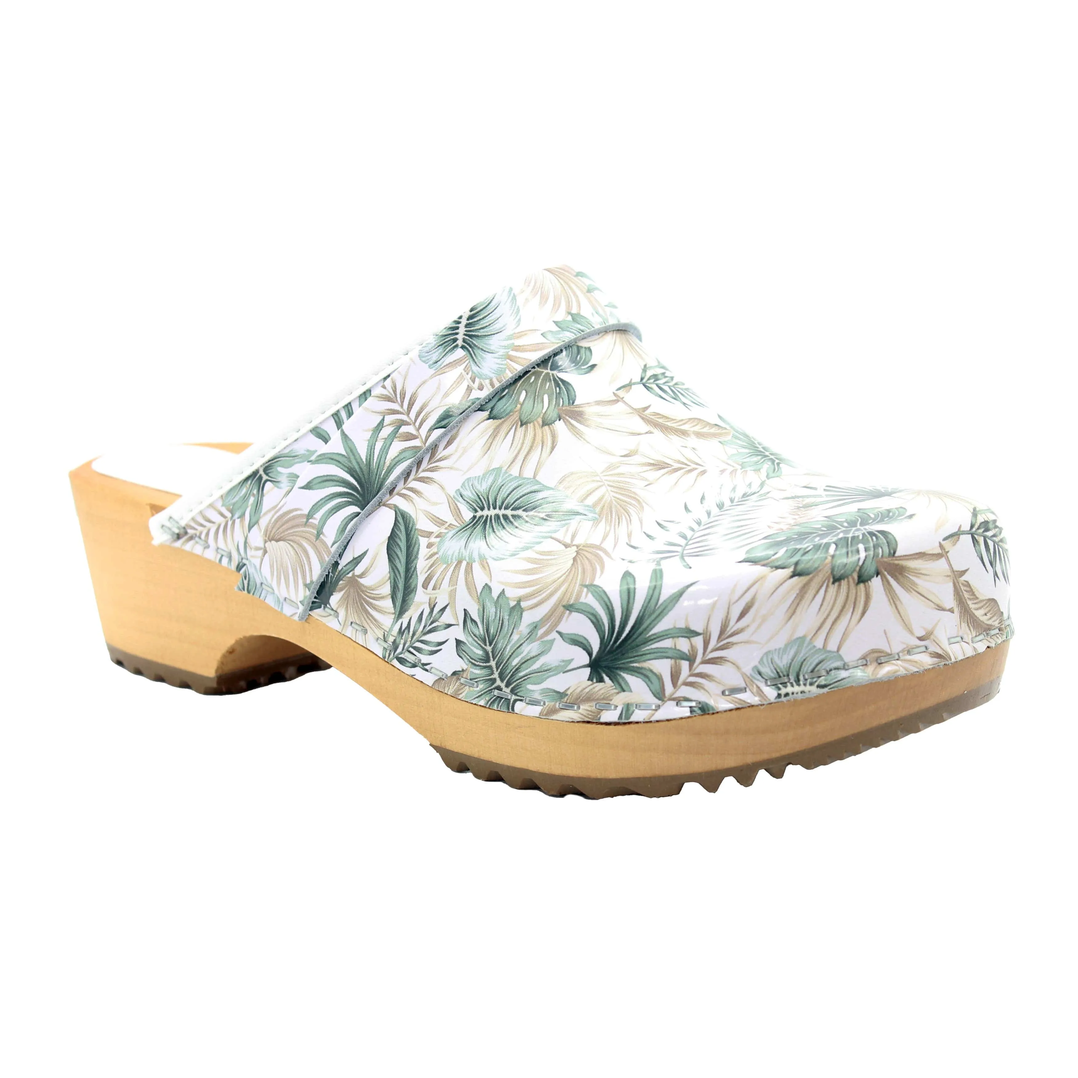 BJORK Maja Open Back Tropical Leather Clogs