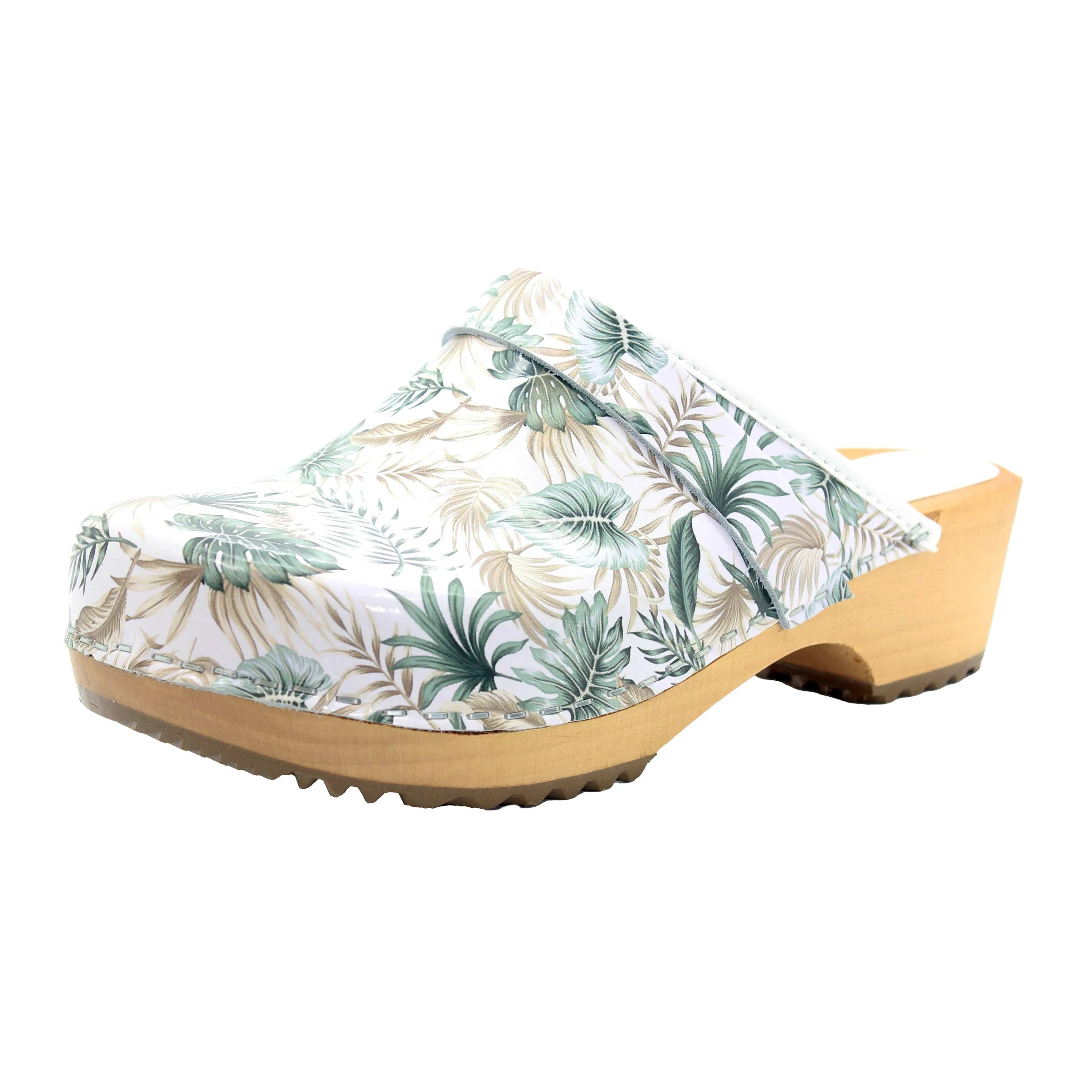 BJORK Maja Open Back Tropical Leather Clogs