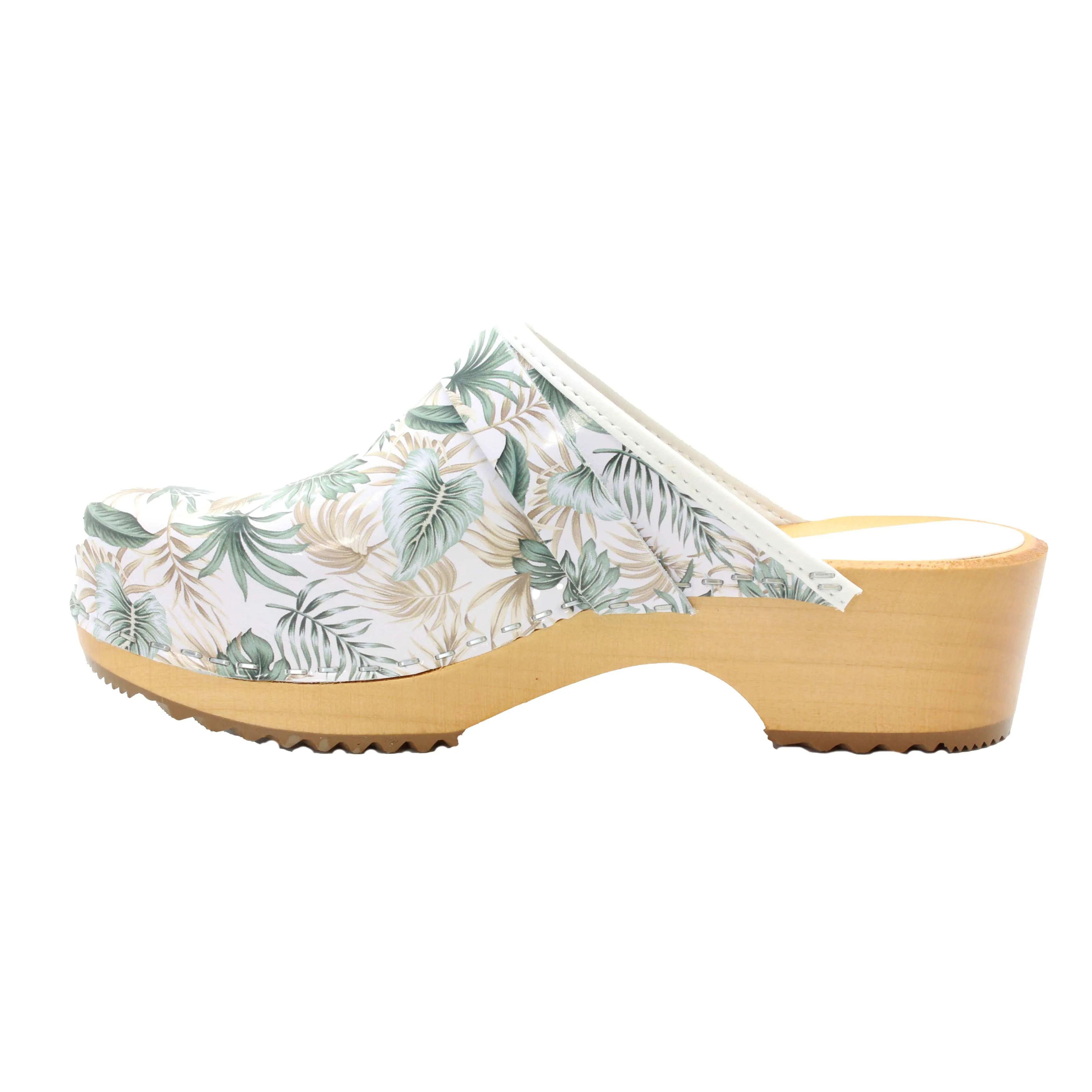 BJORK Maja Open Back Tropical Leather Clogs