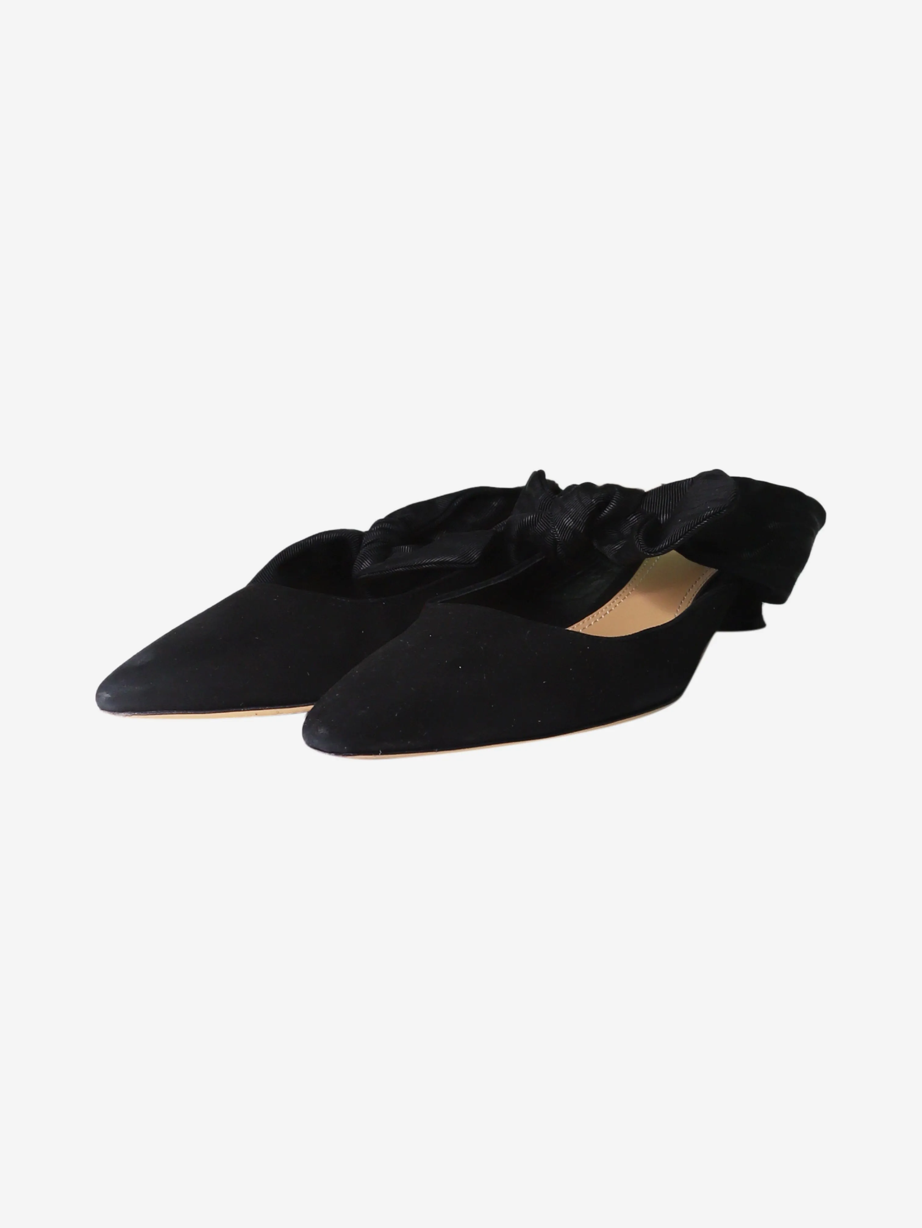 Black bow-detail kitten heel mules - size EU 39