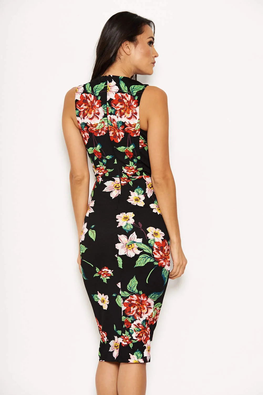 Black Floral Bodycon Dress