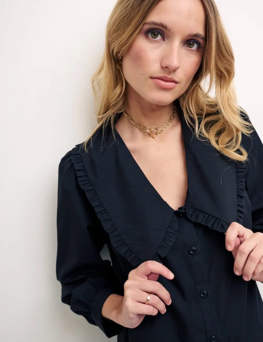 Black Peter Pan Collar Emmie Blouse