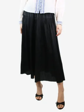 Black plissé-satin maxi skirt - size UK 8