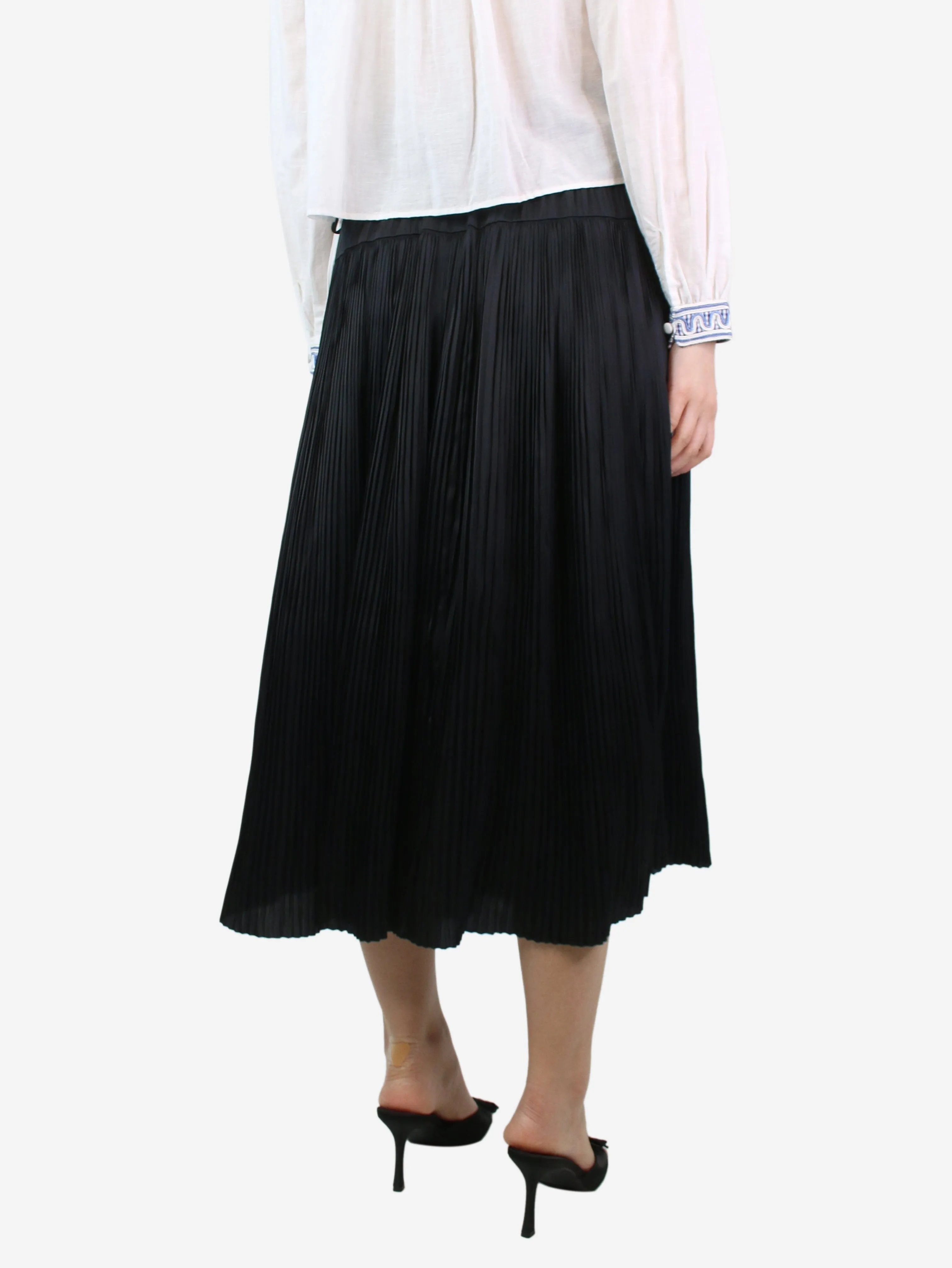 Black plissé-satin maxi skirt - size UK 8