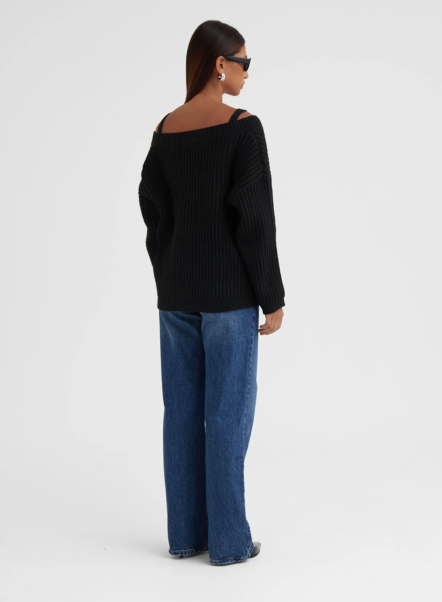 Black Slouchy Knitted Vest And Jumper - Tiana