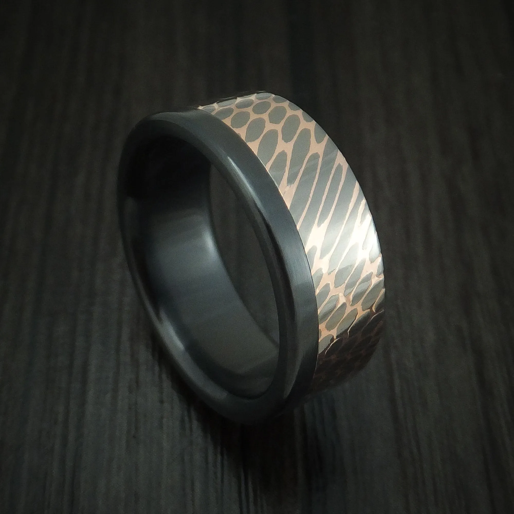 Black Titanium and Superconductor Off-Set Men's Ring Custom Made Band