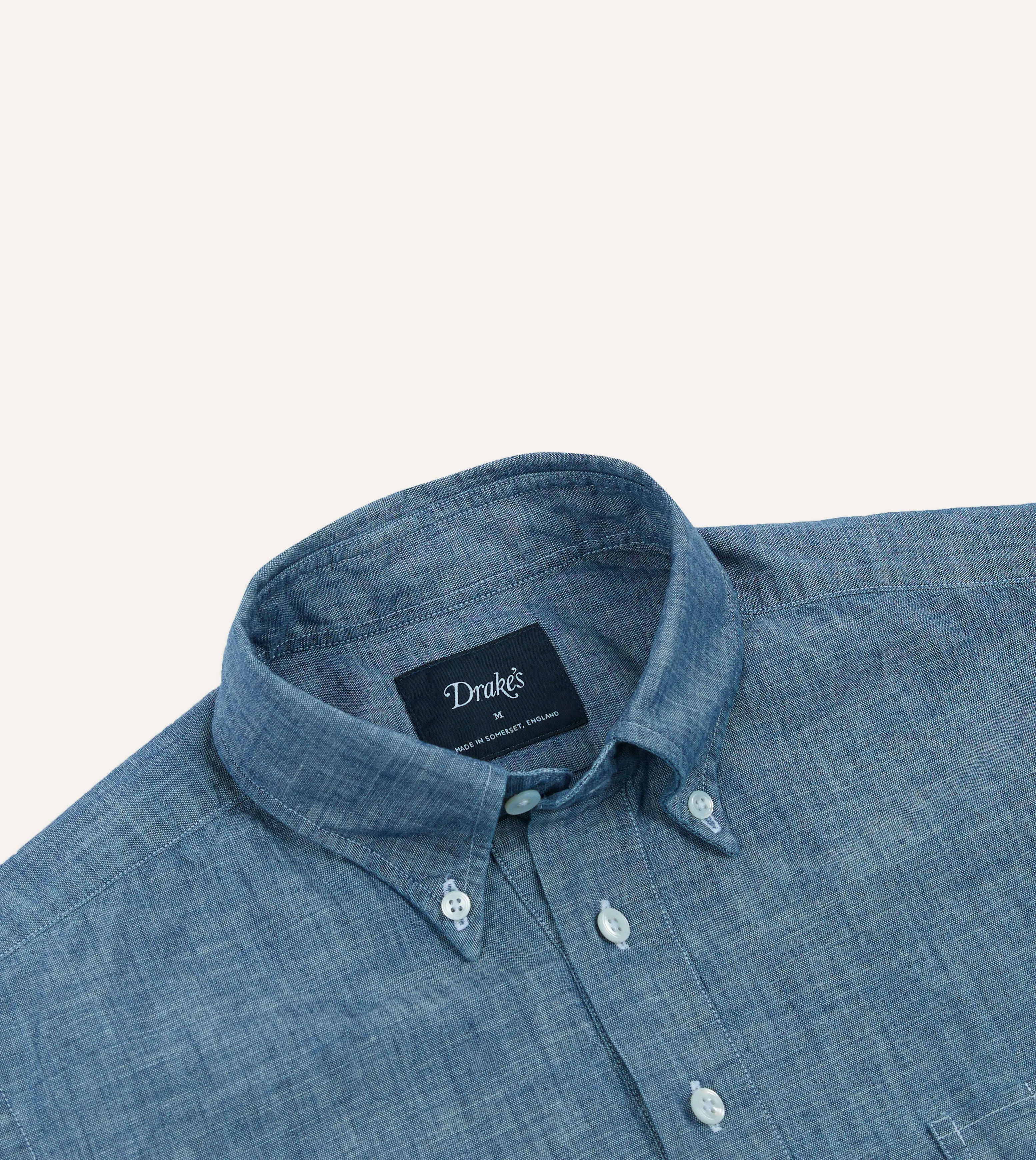 Bleach Blue Cotton Chambray Button-Down Popover Shirt