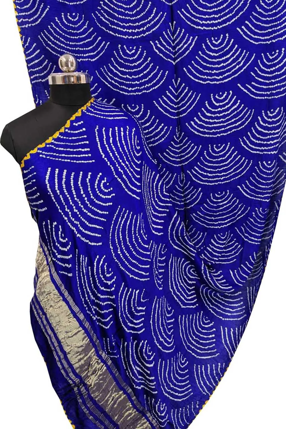 Blue Bandhani Gajji Silk Dupatta - Elegant and Luxurious