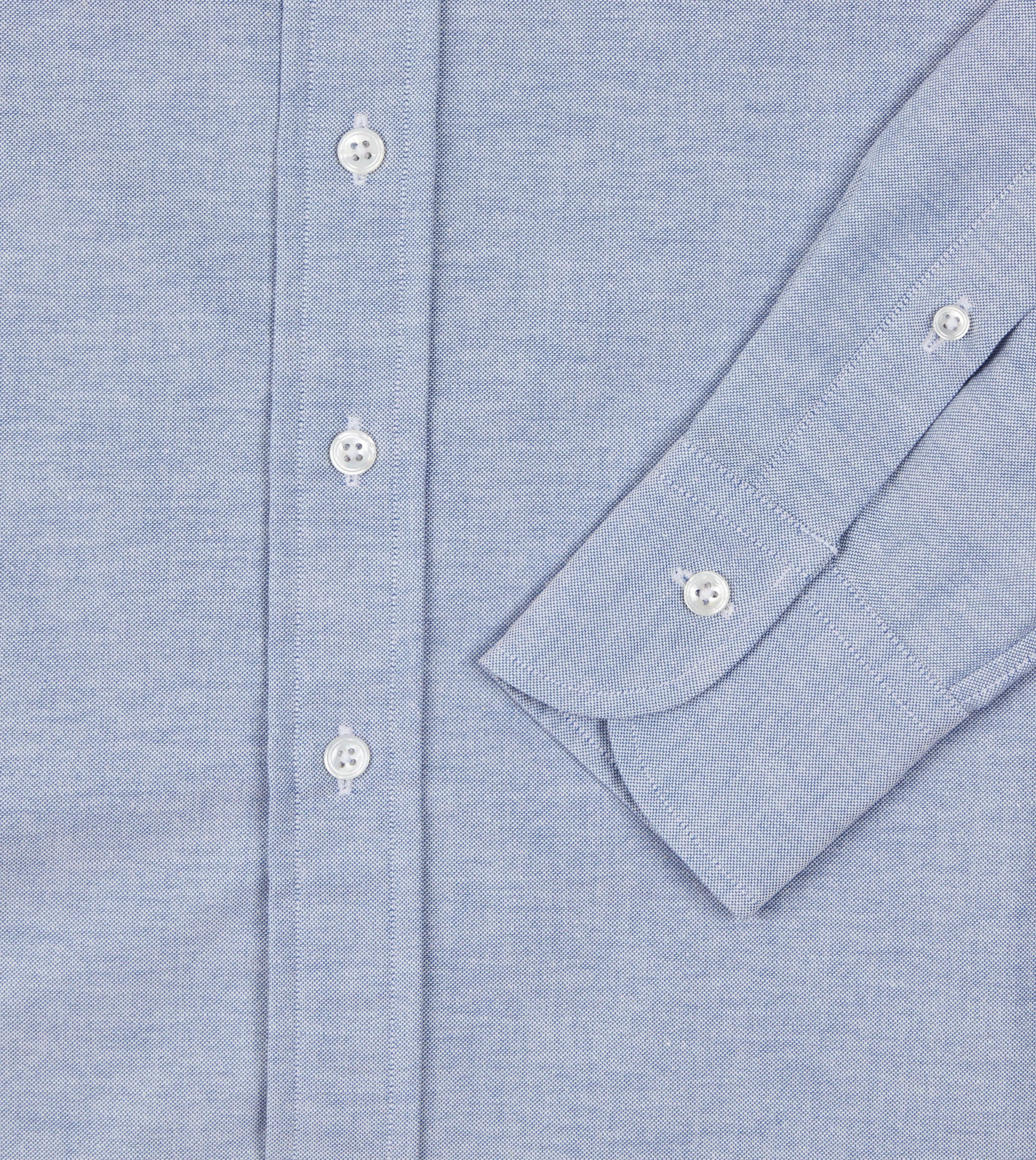 Blue Cotton Oxford Cloth Long Point Collar Shirt