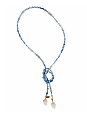 Blue Kyanite with Strawberry Pendants Open-end Necklace JN039