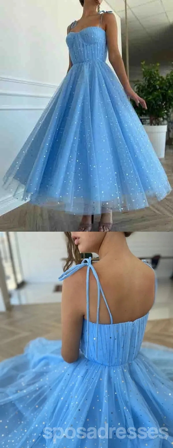 Blue Spaghetti Straps Short Homecoming Dresses,Cheap Short Prom Dresses,CM919