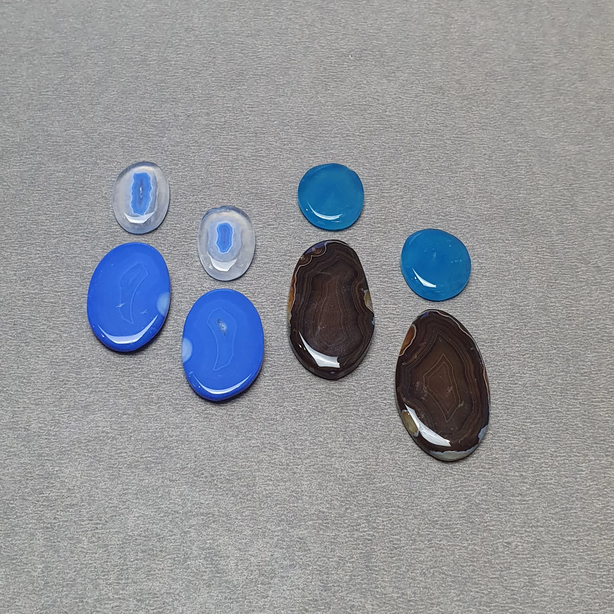 BOTSWANA AGATE Gemstone Cabochon : Natural Color Enhanced Bi-Color Agate Uneven Shape 8pcs Set