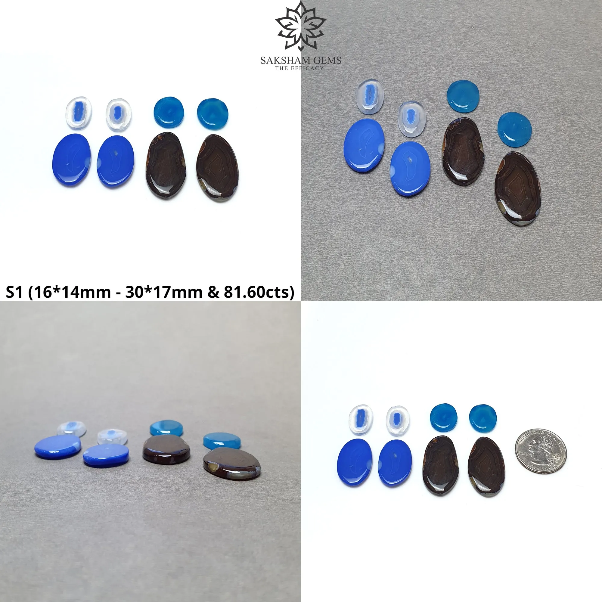 BOTSWANA AGATE Gemstone Cabochon : Natural Color Enhanced Bi-Color Agate Uneven Shape 8pcs Set