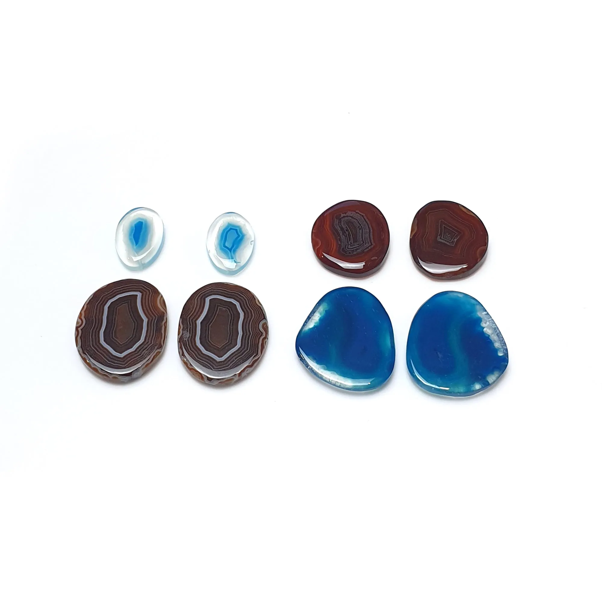 BOTSWANA AGATE Gemstone Cabochon : Natural Color Enhanced Bi-Color Agate Uneven Shape 8pcs Set