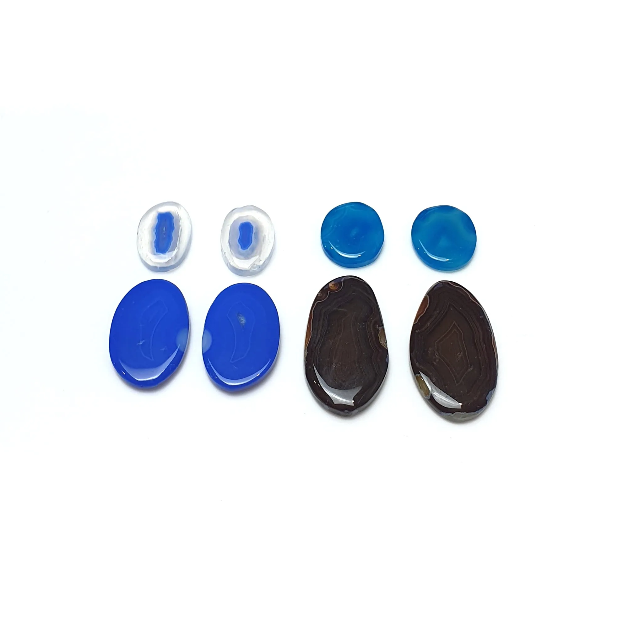 BOTSWANA AGATE Gemstone Cabochon : Natural Color Enhanced Bi-Color Agate Uneven Shape 8pcs Set