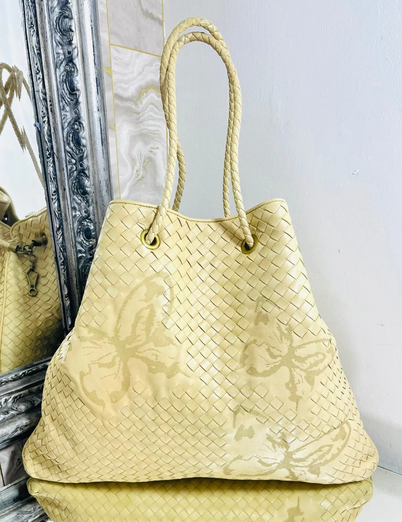 Bottega Veneta Butterfly Embossed Woven Leather Bag