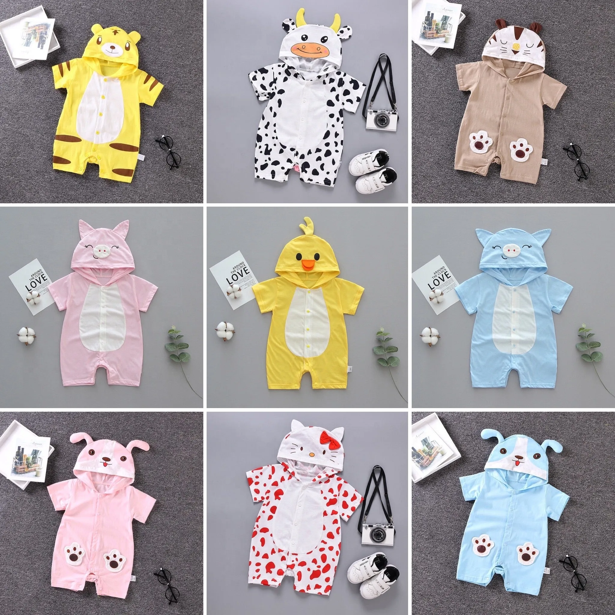 Boys And Girls Character Hooded Rompers