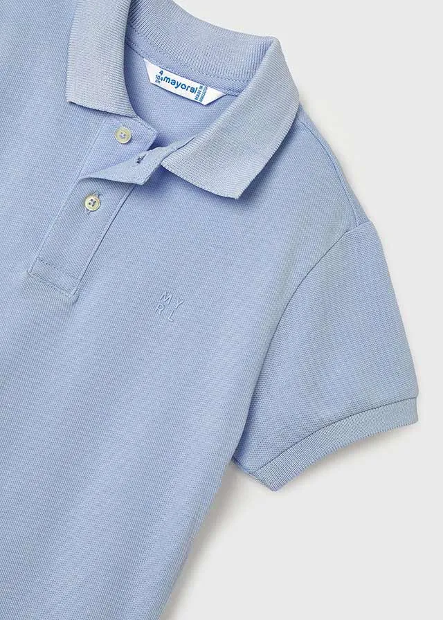 Boys Basic Short Sleeve Pique Polo Shirt | Powder Blue