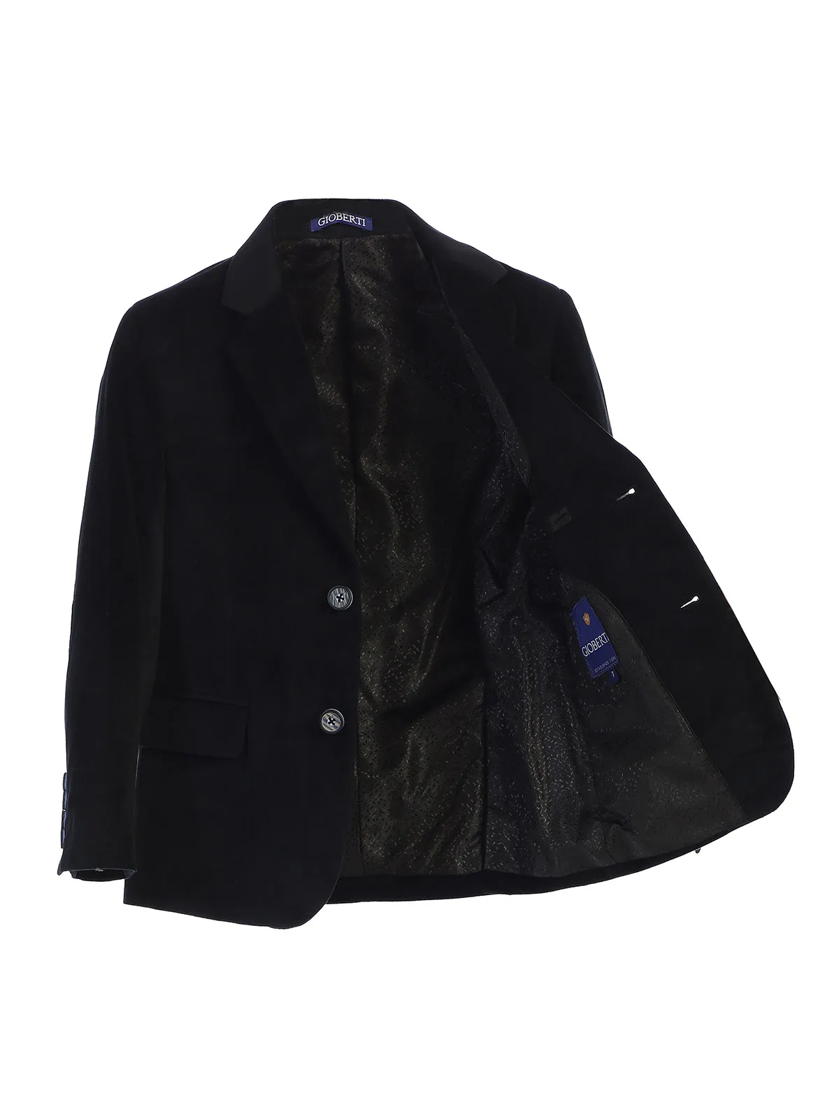 Boy's Velvet Blazer w/ Design Button