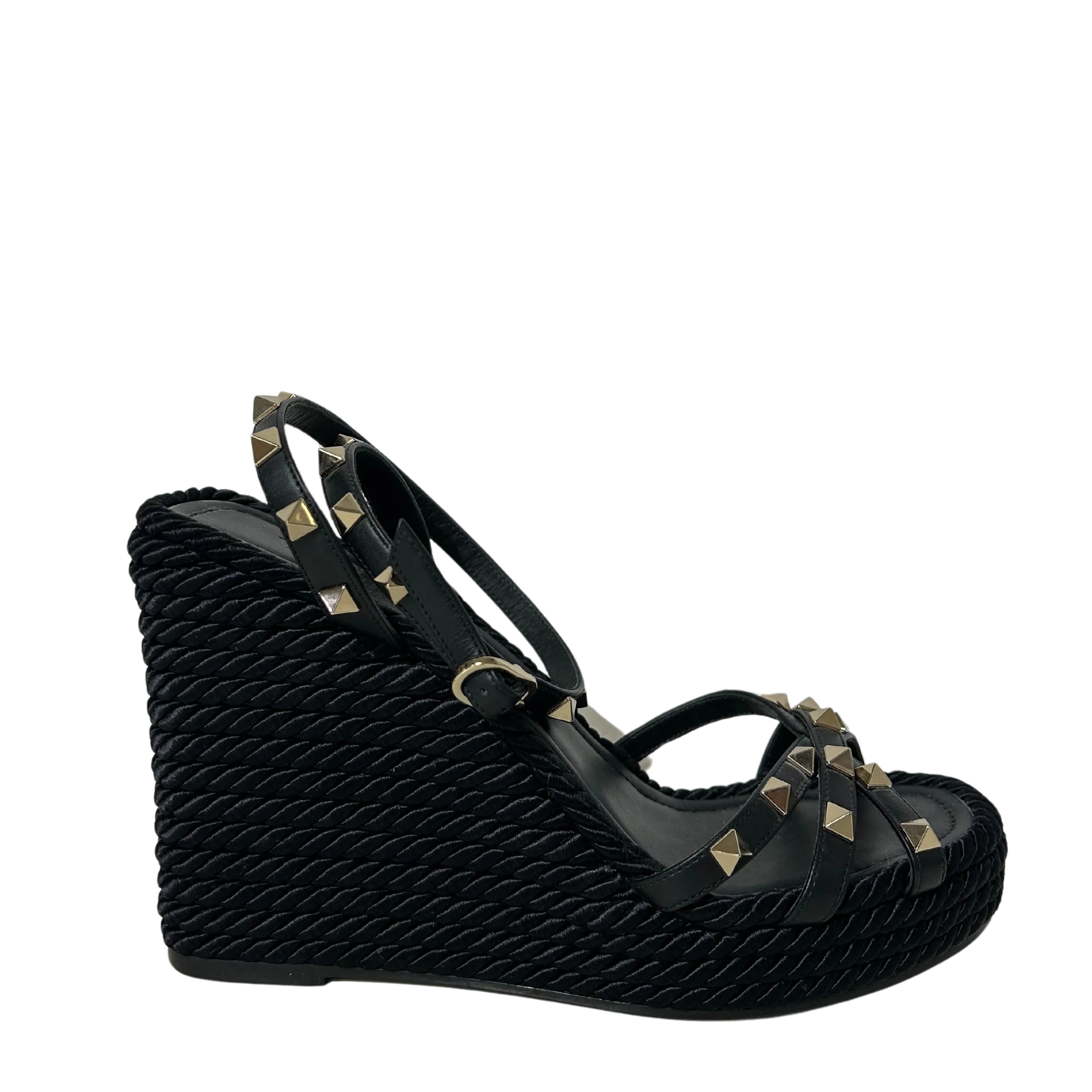 Braided Platform Wedge Black 39